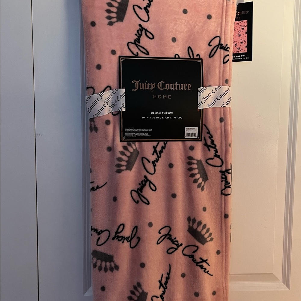 Juicy Couture Home Pink Plush Throw Blanket